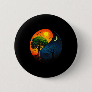 Yin Yang Tree - Meditation Yoga Buddhist Symbol 6 Cm Round Badge