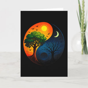 Yin Yang Tree - Meditation Yoga Buddhist Symbol  Card