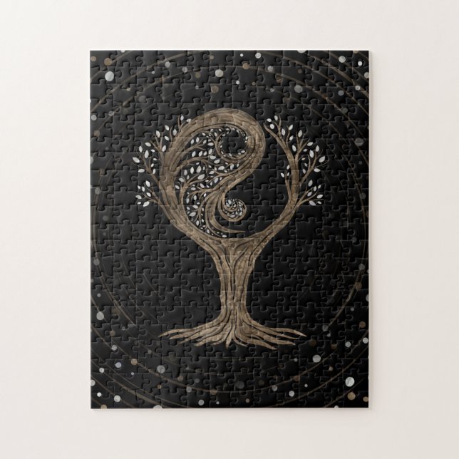 Yin Yang Tree - Mother of Pearl and Gold Jigsaw Puzzle (Vertical)
