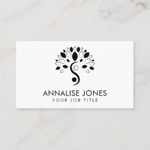 Yin Yang tree of life - Black and white Business C Business Card