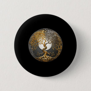Yin Yang Tree Of Life Buddhist Taoist Symbol Medit 6 Cm Round Badge