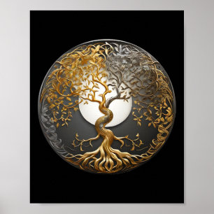 Yin Yang Tree Of Life Buddhist Taoist Symbol Medit Poster