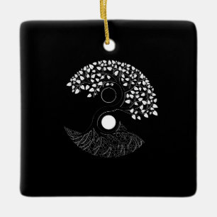 Yin Yang Tree of life Ceramic Ornament
