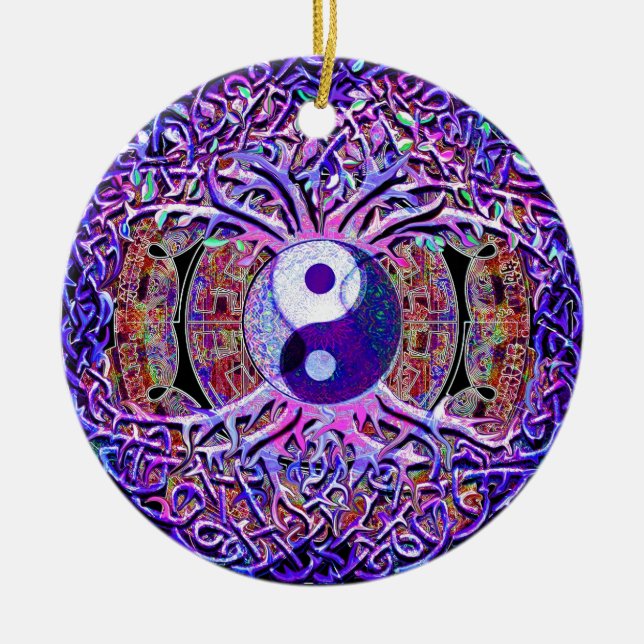 Yin Yang Tree of Life Ceramic Tree Decoration (Front)