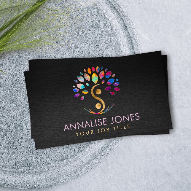 Yin Yang tree of life - Colourful Leaves  Business Business Card (Creator Uploaded)