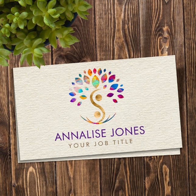 Yin Yang tree of life - Colourful Leaves  Business Card (Creator Uploaded)