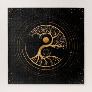 Yin Yang Tree of life - Fluorite and Gold Jigsaw Puzzle