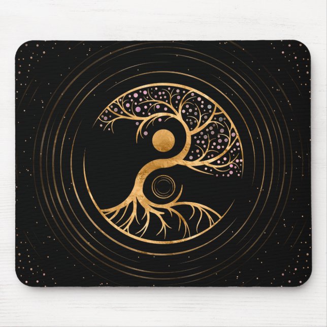 Yin Yang Tree of life - Fluorite and Gold Mouse Mat (Front)