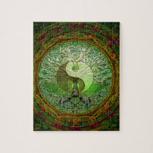 Yin Yang Tree of Life Green Jigsaw Puzzle
