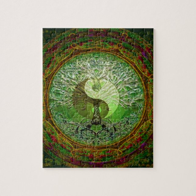 Yin Yang Tree of Life Green Jigsaw Puzzle (Vertical)