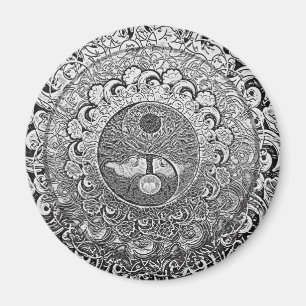 Yin Yang Tree of Life in Silver Colours Magnet