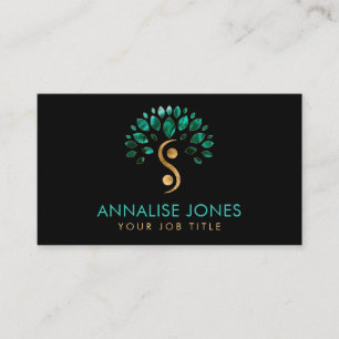 Yin Yang tree of life - Malachite Leaves Business Card
