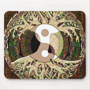 Yin Yang Tree of Life Tan Mouse Mat