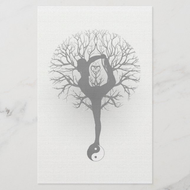 Yin Yang, Tree of Life, Women, Yoga Stationery (Front)