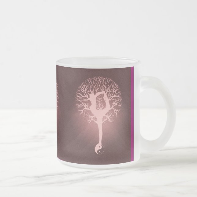 Yin yang, tree of life, yoga, harmony frosted glass coffee mug (Right)