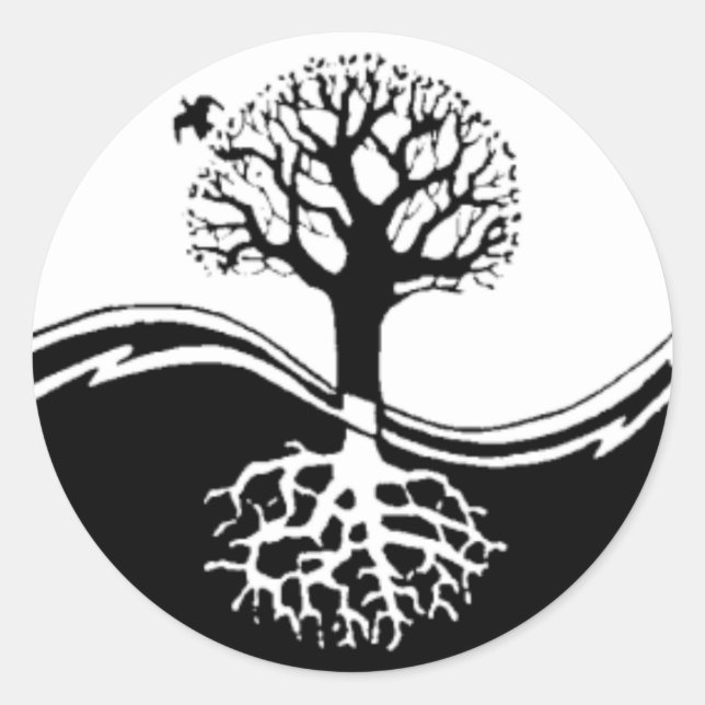 Yin Yang Tree Round Sticker (Front)