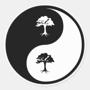 Yin Yang Trees Classic Round Sticker