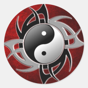 YIN YANG TRIBAL 3D CLASSIC ROUND STICKER