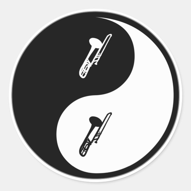 Yin Yang Trombone Classic Round Sticker (Front)