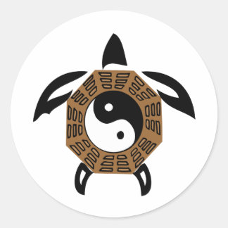 yin-yang-turtle classic round sticker