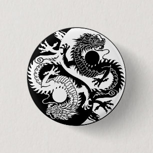 YIN YANG TWO DRAGONS KEYCHAIN BUTTON