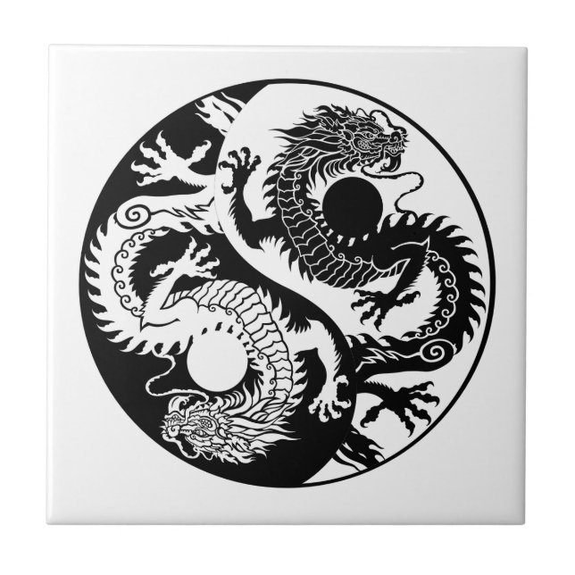 YIN YANG TWO DRAGONS TILE (Front)