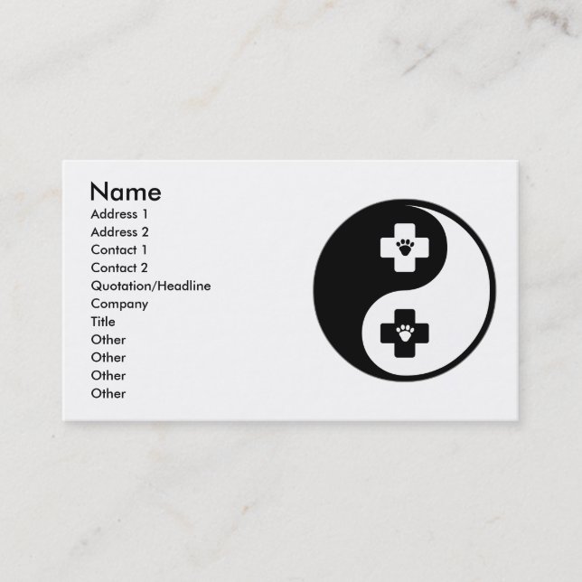 Yin Yang Veterinary Medicine Business Card (Front)