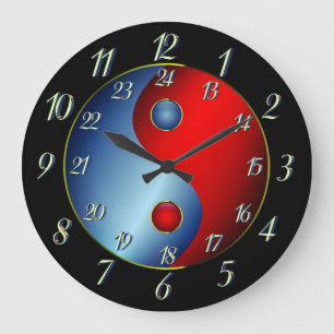 Yin Yang w/ Military Time Large Clock