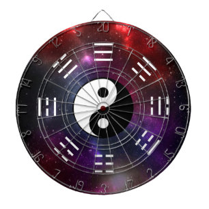 Yin Yang with Bagua Trigram Symbols I-Ching Dartboard
