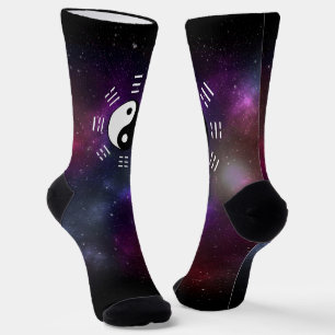 Yin Yang with Bagua Trigram Symbols I-Ching Socks