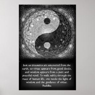 Yin Yang with Buddha Quote Poster