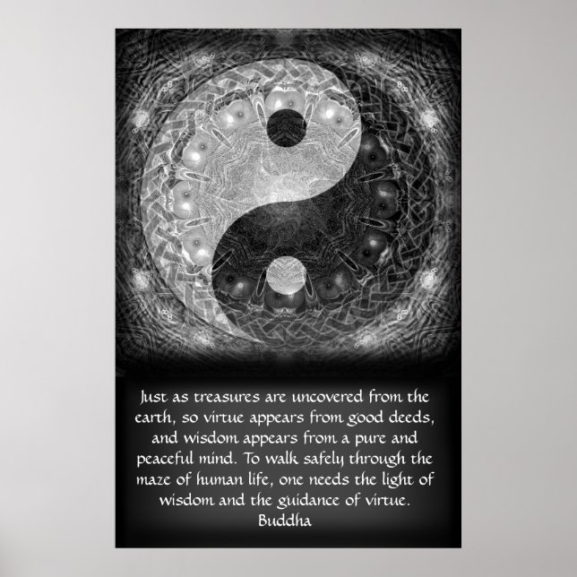 Yin Yang with Buddha Quote Poster (Front)