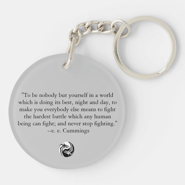 Yin Yang with ee Cummings Quote Key Ring (Back)