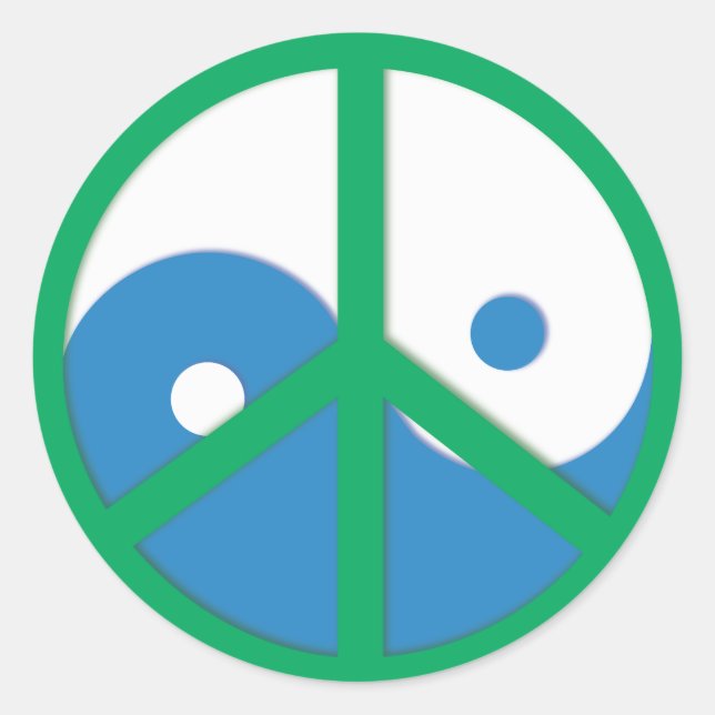 Yin-Yang with Peace sign Classic Round Sticker (Front)