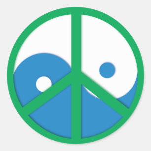 Yin-Yang with Peace sign Classic Round Sticker