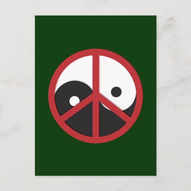 Yin-Yang with Peace sign - red Postcard (Front)