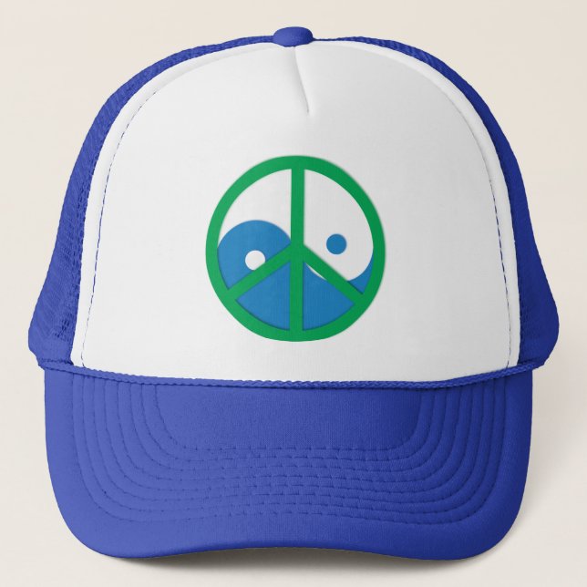 Yin-Yang with Peace sign Trucker Hat (Front)