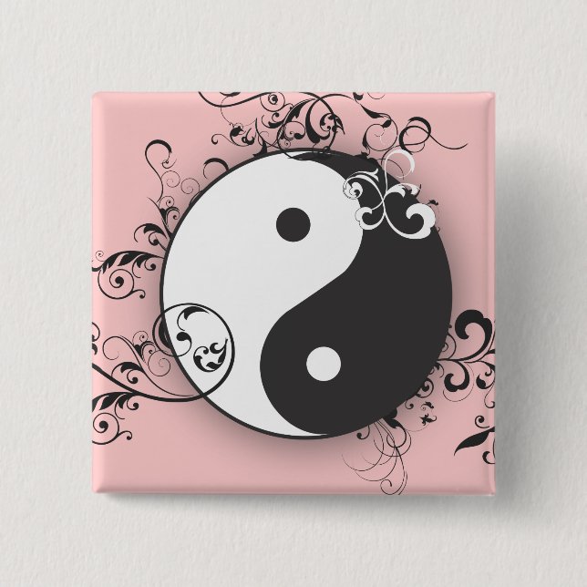Yin-Yang with scrolling 15 Cm Square Badge (Front)