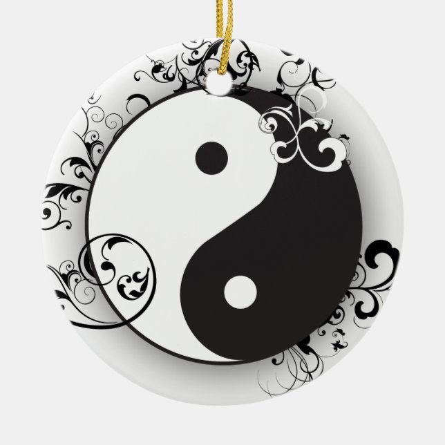 Yin & Yang with scrolls ornament black (Front)