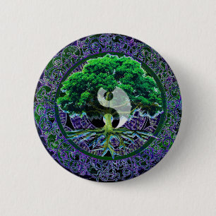 Yin Yang with Tree of Life 6 Cm Round Badge