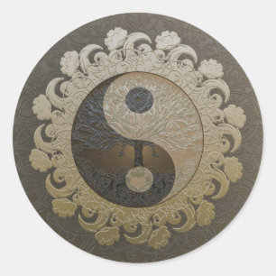 Yin Yang with Tree of Life by Amelia Carrie Classic Round Sticker