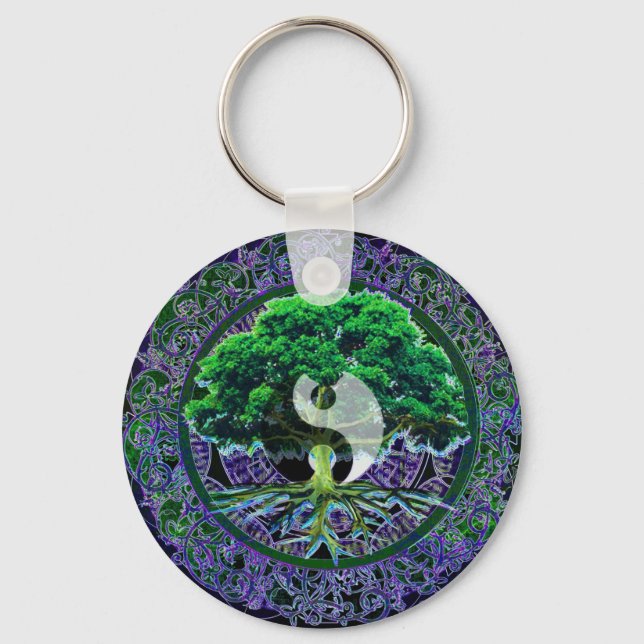 Yin Yang with Tree of Life Key Ring (Front)