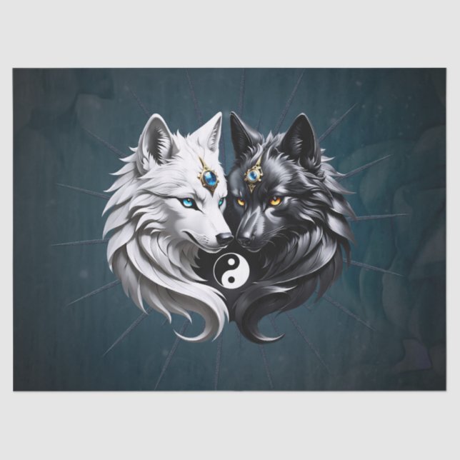 Yin Yang Wolves Tissue Paper (Front)