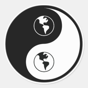 Yin Yang World Domination Classic Round Sticker