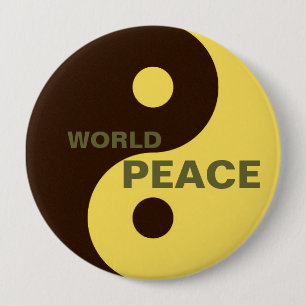 yin yang world peace 10 cm round badge