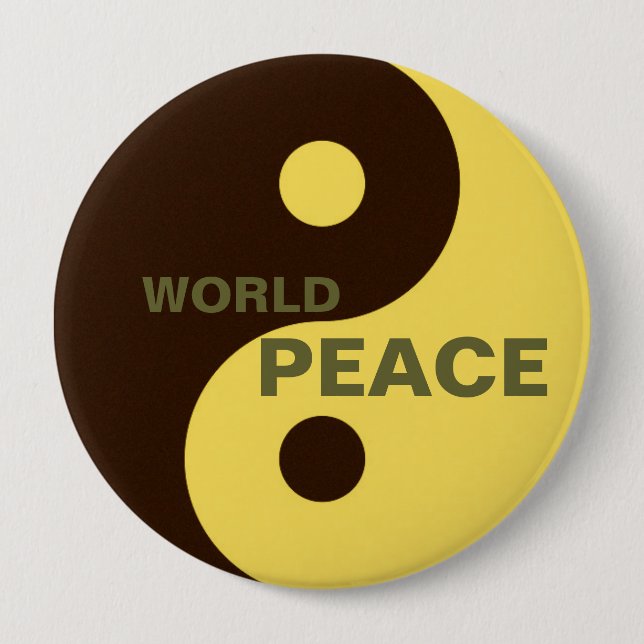 yin yang world peace pinback button (Front)