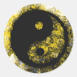Yin Yang Yellow Black The MUSEUM Zazzle Gifts Classic Round Sticker