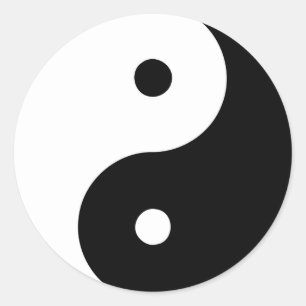 Yin Yang Ying Taoism Sign Chinese Taijitu Black Classic Round Sticker