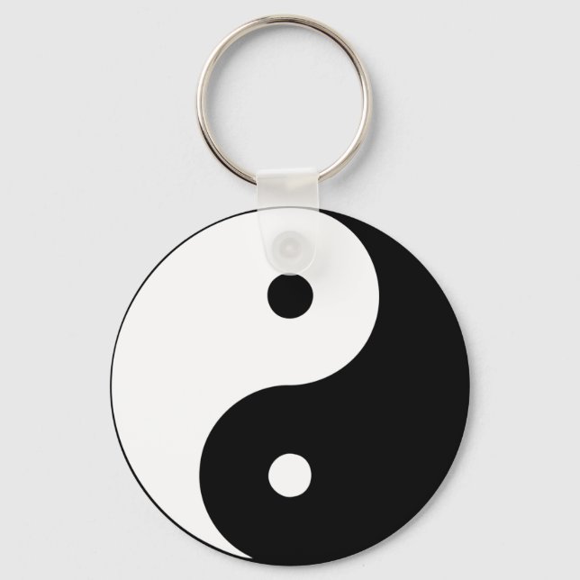 Yin Yang Ying Taoism Sign Chinese Taijitu Black Key Ring (Front)