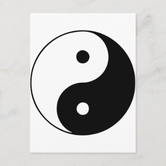 Yin Yang Ying Taoism Sign Chinese Taijitu Black Postcard